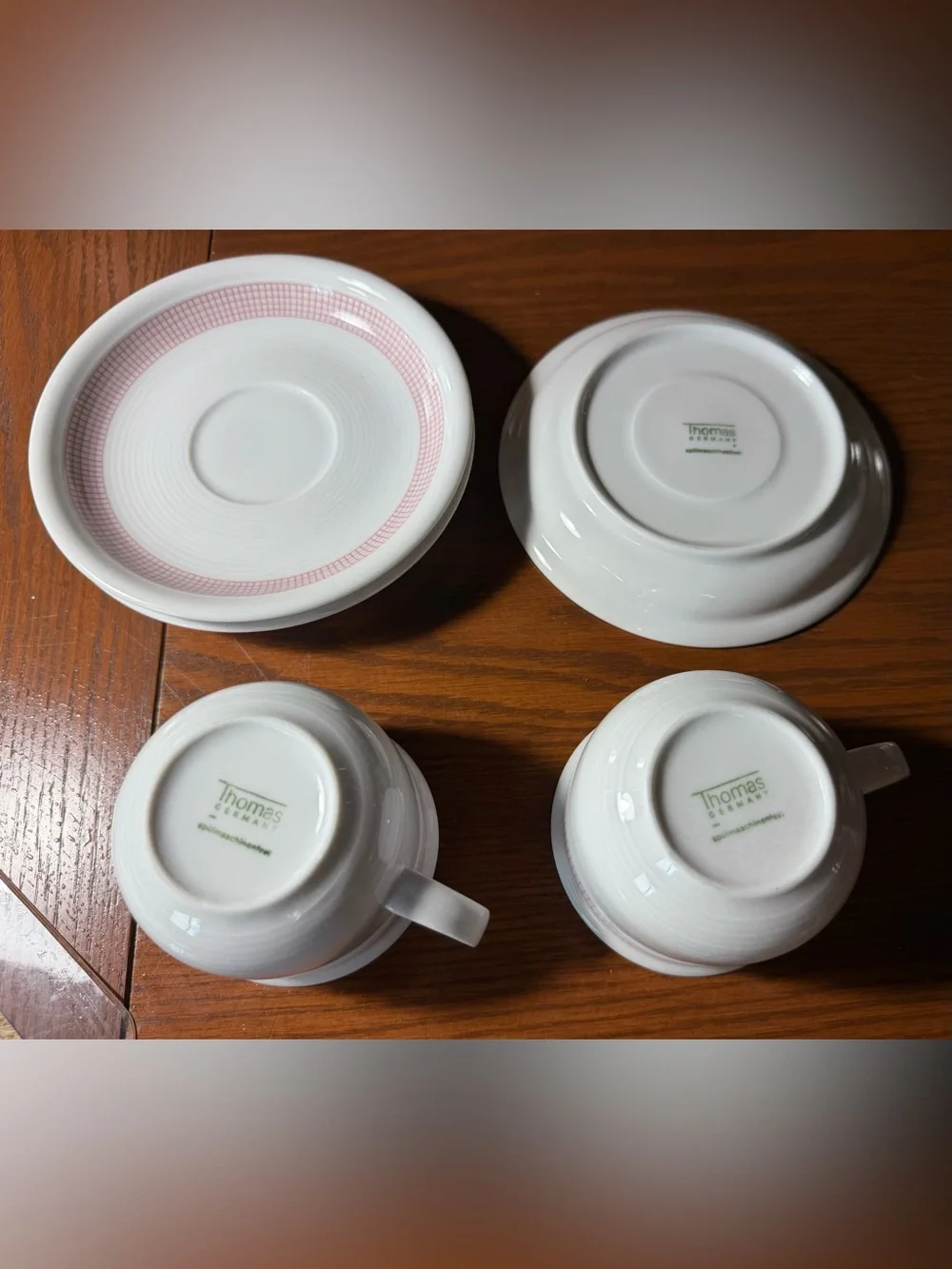 FLORIDA by Thomas by Rosenthal 2 Short Cups & 3 saucer made in Germany pink grid